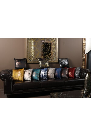 Beigefarbener Kupfer-Kissenbezug, dekorativ, gemusterter Samt, weich, für Wohnzimmer, Sofa, K-VARAK-1 - 7