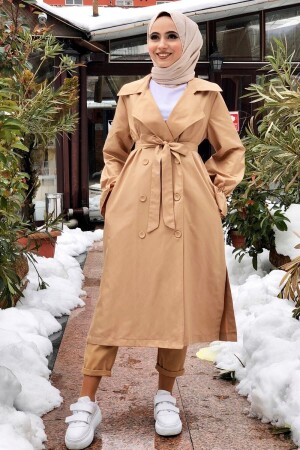 Beiger Trenchcoat für Damen HNZ 5233 - 2