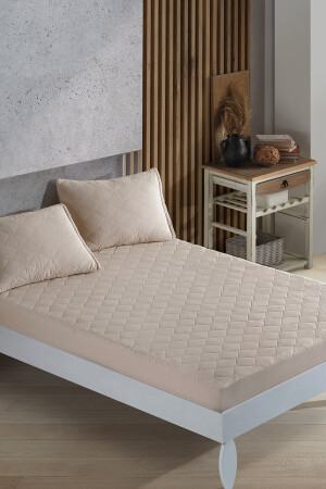 Bej Kapitone Yatak Koruyucu Fitted Alez Çarşaf 10 Ebat LVNS-N-50 - NANOSOFT