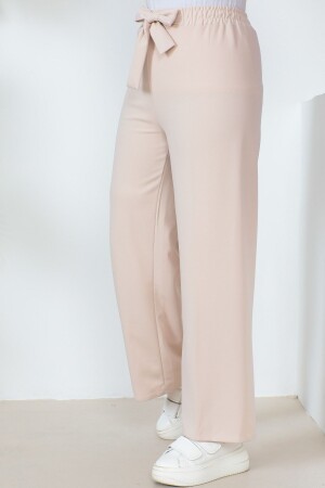 Bej Yüksek Bel Bol Paça Pantolon - İmajbutik
