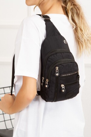 منز-الوحيد المنسج من الأقمشة - مضاد للماء - كيس الكتف - كيس الجسم - كيس مجاني لون أسود - يومي - الرياضة - Newish