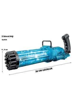 Beleuchtete, batteriebetriebene Seifenblasenpistole mit 21 Seifenblasenlöchern + 500 ml Seifenblasenflüssigkeit, 36 cm große Größe - 3