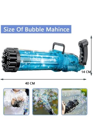 Beleuchtete, batteriebetriebene Seifenblasenpistole mit 21 Seifenblasenlöchern + 500 ml Seifenblasenflüssigkeit, 36 cm große Größe - 4