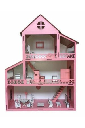 Beleuchtetes Barbie-Puppen-Spielhaus aus Holz, inklusive Gegenständen mit Namensaufschrift TYC00162608044 - 8