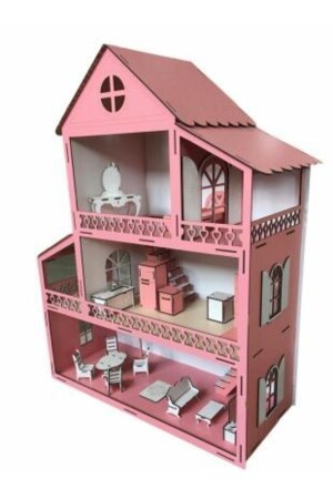 Beleuchtetes Barbie-Puppen-Spielhaus aus Holz, inklusive Gegenständen mit Namensaufschrift TYC00162608044 - 9