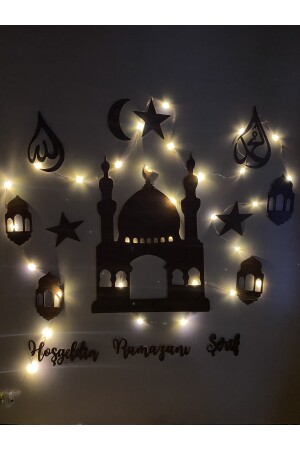 Beleuchtetes Ramadan-Ornament aus Holz, Schwarz - 2