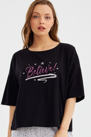 Believe Black Damen-Pyjama-Oberteil - 1