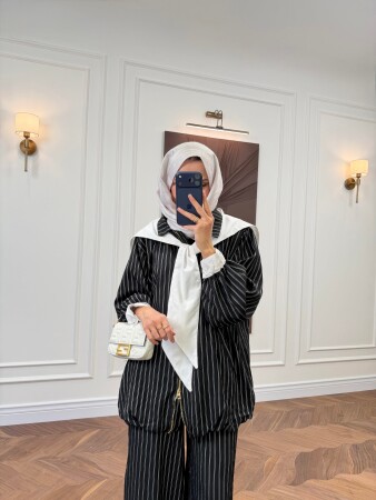 Belira Fularlı Takım - Siyah - Nuuwears