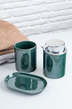 MNZ-Bella 3 قطع البورتسلان حمام مجموعة الزمرال 8691814622 - Lady Enna Home