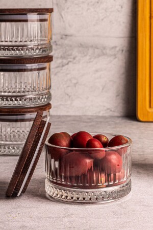 Bella 6-teilige Holz-Vakuumglas-Frühstücks-Mehrzweck-Snackschüssel aus Glas mit Deckel, 235 ml - 5