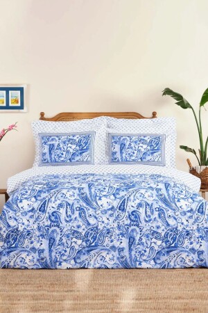 MNZ-Bellance Blue 100% قطن واحد غطاء غطاء الملف 200 - Karaca Home