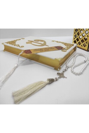 Benannter Samt-Koran, mittlere Größe (16 x 24) (weiß – versiegelt), Gebetshülle, Tasbih-Lesezeichen-Set - 4