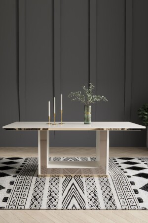 Bendis Sabit 190x100 Salon&oturma Odası Yemek Masası - Krem&Gold - Modalife