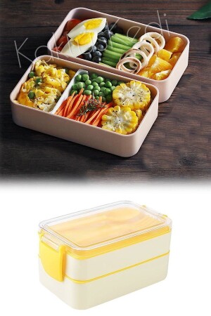 (MNZ-Bento) حاوية غذائية من المستوى 2 الصفراء 900 مل 7480000717244 - KaktüsKedi