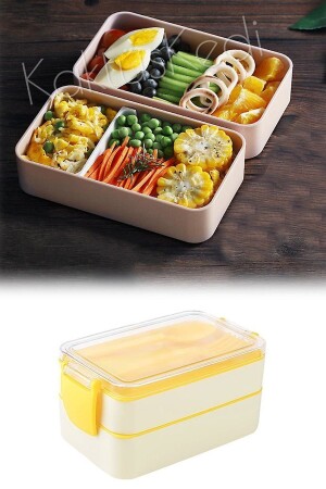 Bento 2 Katlı Yemek Kabı Sarı 900 Ml 7480000717244 - 2