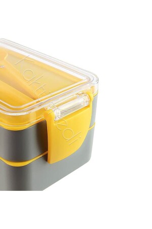 Bento Lebensmittelbehälter mit 2 Etagen, Grau, 900 ml, 7480000717244 - 4