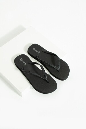 Bequeme Basic-Flip-Flops für Damen in Schwarz, Strandpantoffeln - 3