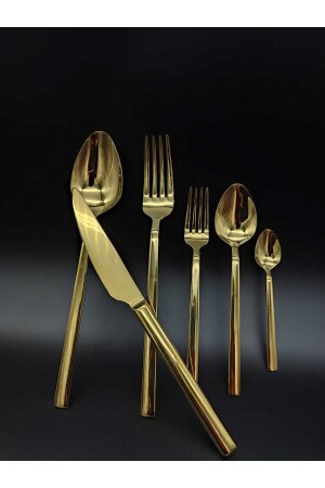 Berlin 36-teiliges Titan-Gold-Gabel-Löffel-Messer-Set - 2