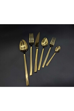 Berlin 36-teiliges Titan-Gold-Gabel-Löffel-Messer-Set - 4