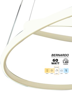 Bernardo 45x35 Büyük Çember Krem Modern Sarkıt Beyaz Işık Led Avize BRNRD02 - 6