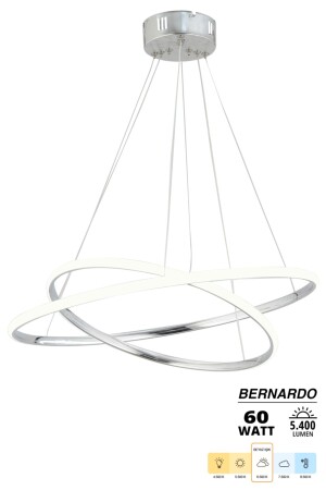 Bernardo 45x35 Büyük Çember Krom Modern Sarkıt Beyaz Işık Led Avize - 3