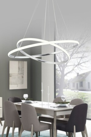 Bernardo 45x35 Großer runder Chrom-Modern-Pendelleuchte-LED-Kronleuchter mit weißem Licht - 1