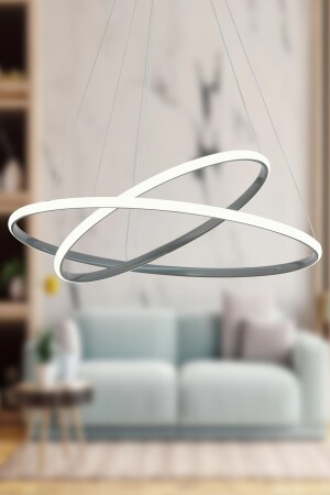 Bernardo 45x35 Large Circle Smoke Moderne Pendelleuchte mit weißem Licht und LED-Kronleuchter - 1