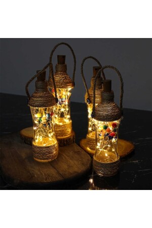 Bernsteinfarbene Flasche, dekoratives Nachtlicht mit 18 LEDs, Tageslicht im Inneren, Perlenglasflasche, Tischfigur 534545 - 8