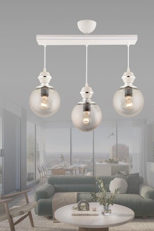 MNZ-Berru 3-piece فخمة الشنارة مع الكروم الأبيض زجاج الكرة الأرضية المزمنة 2010 - GYK LİGHT