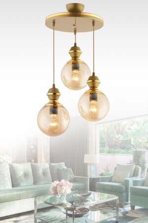 MNZ-Berru 3 قطعة صالونة الذهب القديم الذهبية الإضاءة الحديثة 3074 - KUZEY AYDINLATMA