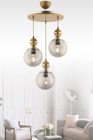 MNZ-Berru 3 قطع صالونة قديمة كروم زرقاء عالم جديد زجاجي الشنارة 2014 - GYK LİGHT