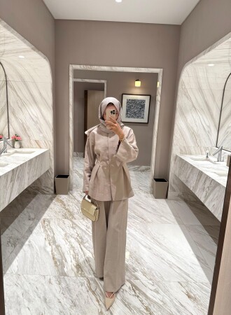 Berry Belden Oturmalı Takım - Bej - Duendeca