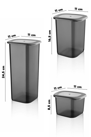 Beschriftetes 12-teiliges, anthrazitfarbenes, wirtschaftliches, unzerbrechliches Vorratsbehälter-Set mit 1,75/1,2/0,55 Lt NDY-EKO-1 - 8