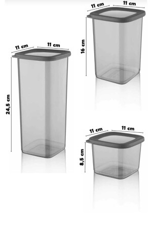 Beschriftetes 24-teiliges, anthrazitfarbenes, wirtschaftliches, unzerbrechliches Vorratsbehälter-Set mit 1,75/1,2/0,55 Lt OPH-000069 - 4