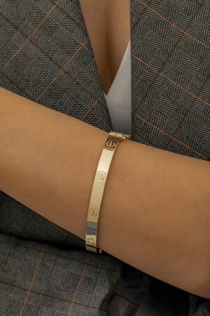 Besetztes goldenes Manschettenarmband - 6