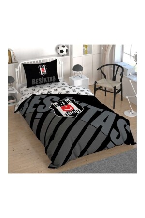 Beşiktaş Einzelbettbezug-Set mit schwarzem Logo, lizenziert, P20372S3231 - 2