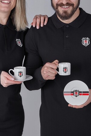 Beşiktaş lizenziertes gestreiftes Set mit 2 Kaffeetassen – bjk N3423 - 2