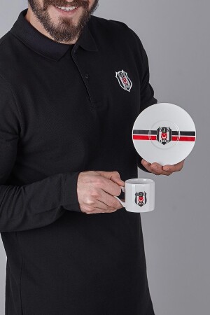 Beşiktaş lizenziertes gestreiftes Set mit 2 Kaffeetassen – bjk N3423 - 3