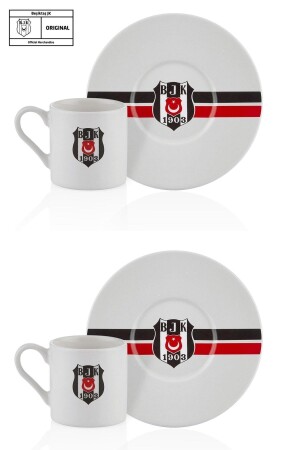 Beşiktaş lizenziertes gestreiftes Set mit 2 Kaffeetassen – bjk N3423 - 5