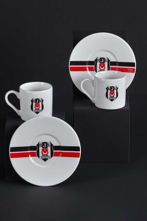 Beşiktaş lizenziertes gestreiftes Set mit 2 Kaffeetassen – bjk N3423 - 1