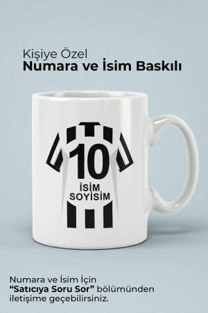 Beşiktaşlı Siyah-beyaz Kişiye Özel Numaralı Desenli Porselen Kupa Bardak Beşiktaş Kişiye Özel kupa - 2