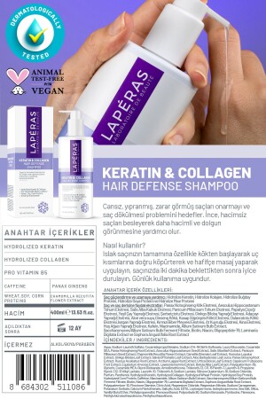 Besleyici Onarıcı Ve Dökülme Karşıtı Keratin & Collagen Vegan Saç Bakım Şampuanı 400ml - 3