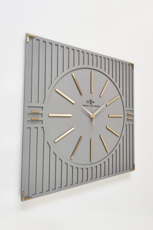 Besondere, luxuriöse, quadratische, gemusterte Spiegel-Plexiglas-Wanduhr in Anthrazit und Gold, 50 x 50 cm - 1