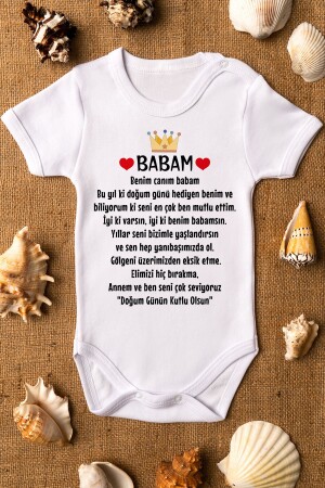 Besonderes Design zum Geburtstag des Vaters. Besonderer Baby-Body für Vater, Weiß, Badi Zıbın 5224 - 1