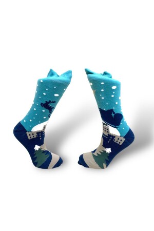 Besonders bequeme, stilvolle Damensocken aus Baumwolle mit Schnee-, Winter- und Neujahrsmotiv - 3