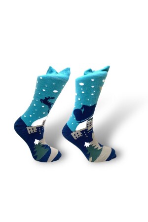 Besonders bequeme, stilvolle Damensocken aus Baumwolle mit Schnee-, Winter- und Neujahrsmotiv - 4