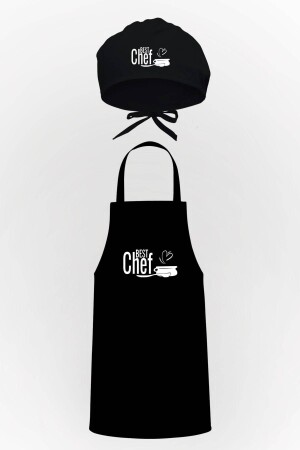 Best Chef Written Design Küchenschürze und Haube, Vorteilspaket TTP0173 - 2