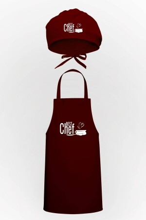 Best Chef Written Design Küchenschürze und Haube, Vorteilspaket TTP0173 - 2