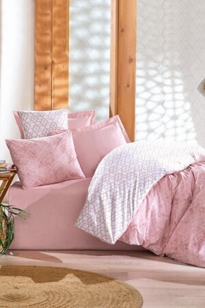 Best - Pink Minimal Double Duvet Cover Set CTN-Rf-Ç. K-N. T-Best Pink - 1