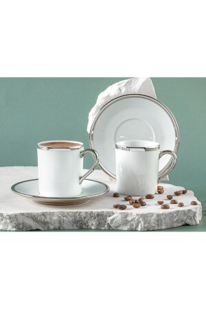 Beti Porzellan 4-teiliges Kaffeetassen-Set für 2 Personen 80 ml Silber 10036073-T - 1